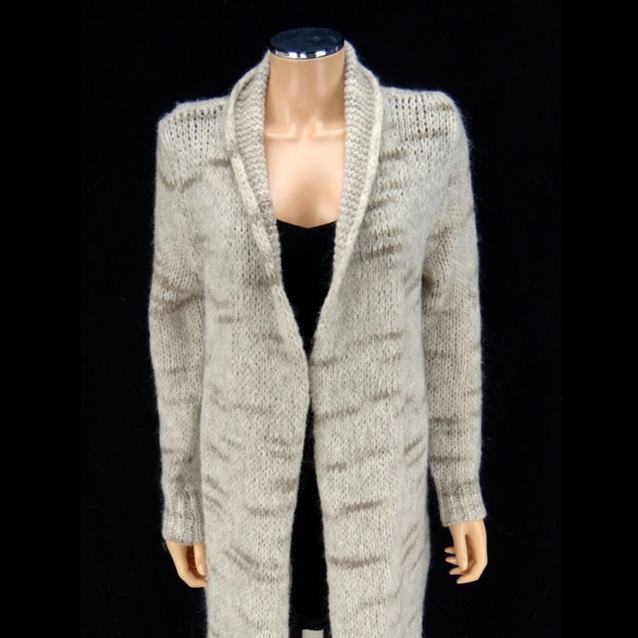 PAOLA MANFREDI ITALY Cardigan Sweater Taupe Gray Mohair Wool Blend Knit M - Picture 3 of 6